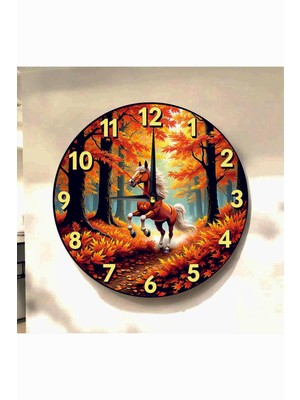 AA Shop At Doğa Renkli Baskı Desenli Sayılı Hediyelik Ahşap Sessiz Tablo Duvar Saati 648