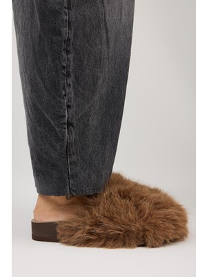 Manijero Zeya Kadın Peluş Tokalı Kahve Terlik