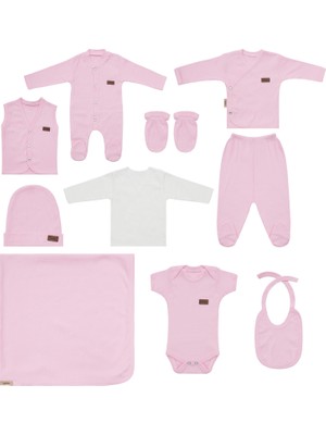 Maxhilda Bebe Erkek - Kız Bebek 10 Parça Hastane Çıkışı Zıbın Seti Natural Pastel Renk (Hediye Paketi Yapılır)
