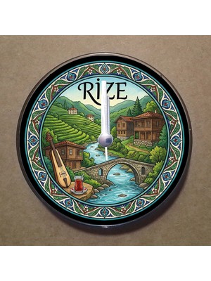 Bsb Rize Temalı Magnet Saat Buzdolabı Süsü Duvar Saati 10,5cm MS1059
