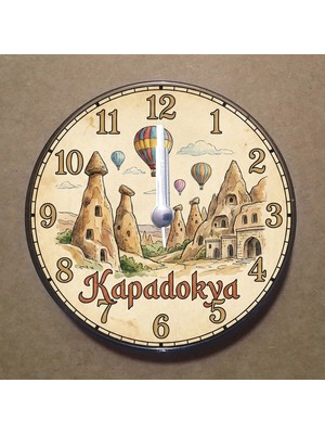 Bsb Kapadokya Temalı Magnet Saat Buzdolabı Süsü Duvar Saati 10,5cm MS2026