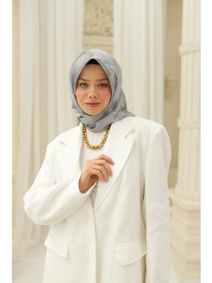 Silk Home Kadın Gri Bulut Desen Parlak Shiny Eşarp 75002-43