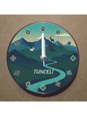 Bsb Tunceli Temalı Magnet Saat Buzdolabı Süsü Duvar Saati 10,5cm MS1069