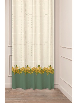Greendecor Bohem Çiçek Yaprak Antika Desenli Özel Tasarım Dijital Baskılı (Tek Kanat) Modern Şık Tarz Fon Perde
