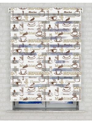 BRIGHTCOVER Nescafe Baskılı Zebra Perde - Gece Gündüz Kullanıma Uygundur - Mutfak Perdesi | Kokusuz Mürekkeple Basılmış  Zebra Perdeler ile Sende Tarzını Yansıt! | 1 Dakikada Pratik Montaj