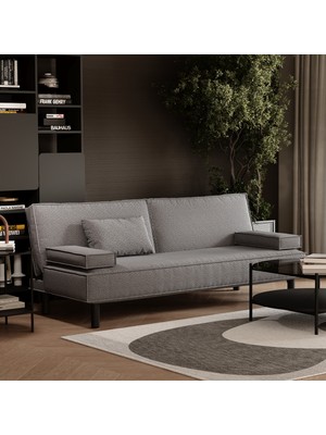 Enza Home Merika 3'lü Yataklı Koltuk, Keten Dokulu - Taş