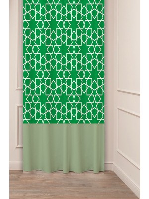 Greendecor Geometrik Çizgi Şekiller Özel Tasarım Desenli Dijital Baskılı (Tek Kanat) Modern Şık Fon Perde