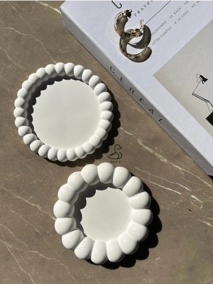 CasadiDuck Baloncuk Görünümlü Taş Tozu Dekoratif Tabak 4’lü Set