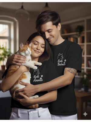 Muhtar Store Kedi Annesi & Kedi Babası Çift Tişört Kombini – Hayvansever Sevgililer Günü Özel