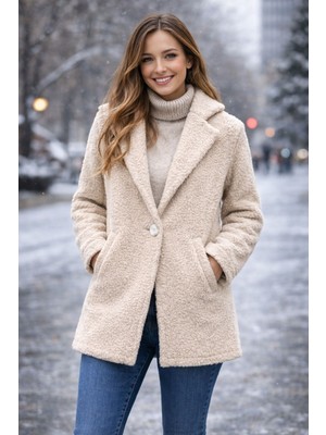 Kadın Moda Koyun Tüyü Spor Mont - Astarlı,Soğuk Geçirmez,Günlük & Kış Montu