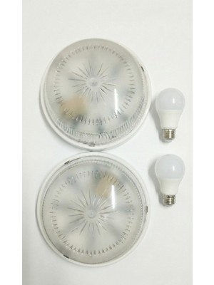 Genel Glop Tavan Armatür 2 Adet + 2 Ampul Dekoratif Porselen Duylu 1.kalite Ekonomik Banyo-Wc-Balkon-Antre-Koridor