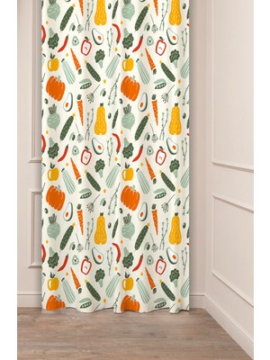 Greendecor Meyve Sebze Desenli Özel Tasarımlı Dijital Baskılı Modren Tarz Modern Mutfak Için Şık Tarz Fon Perde
