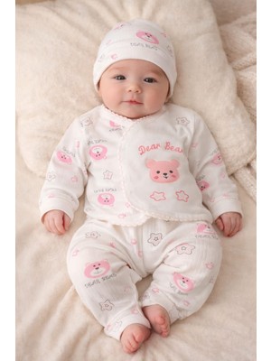 Zem Baby Ayıcıklı Pamuklu Yenidoğan Bebek Takımı 3’lü 0-3 Ay
