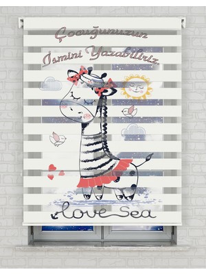 BRIGHTCOVER Zürafa Çocuk Isimli Baskılı Zebra Perde - Gece Gündüz - Bebek Odası Perdesi | Kokusuz Mürekkeple Basılmış  Zebra Perdeler ile Sende Tarzını Yansıt! | 1 Dakikada Pratik Montaj