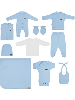 Maxhilda Bebe Erkek - Kız Bebek 10 Parça Hastane Çıkışı Zıbın Seti Natural Pastel Renk (Hediye Paketi Yapılır)