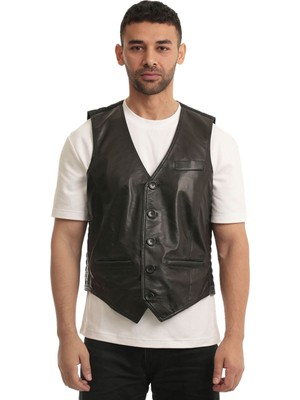 Bueno Shoes Siyah 132 Natural Deri Erkek Deri Yelek 15E566 15E566