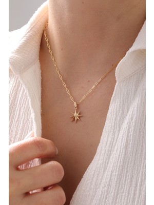 Yavuz Kuyumculuk 14 Ayar Altın Ataş Zincir Minimal Yıldız Kolye