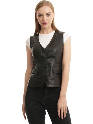 Bueno Shoes Siyah 132 Natural Deri Kadın Deri Yelek 15B1262 15B1262