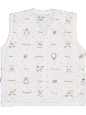 Albimini Civil Baby Desenli 1-9 Ay Yelek - Ekru 6-9 Ay