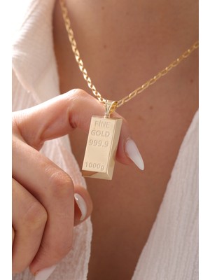 Yavuz Kuyumculuk 14 Ayar Altın Ataş Zincir Mega Külçe Kolye