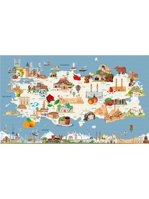 Türkiye Haritası Önemli Yapılar Poster Duvar Kağıdı