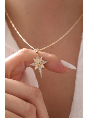 Yavuz Kuyumculuk 14 Ayar Altın Singapur Zincir Ara Taşlı Kuzey Yıldızı