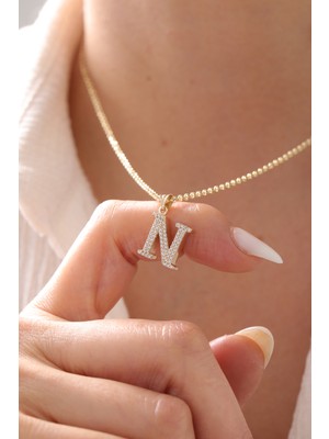 Yavuz Kuyumculuk 14 Ayar Altın Doch Zincir Taşlı Harf Kolye