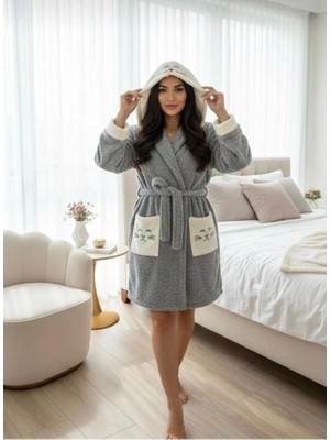 Miz Home Collection Wellsoft-Polar Kedi Sabahlık