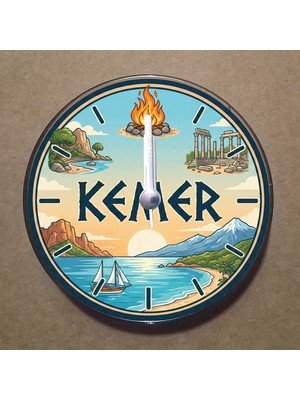 Bsb Kemer Temalı Magnet Saat Buzdolabı Süsü Duvar Saati 10,5cm MS2027