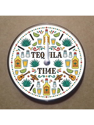 Bsb Tekila Temalı Magnet Saat Buzdolabı Süsü Duvar Saati 10,5cm MS9006