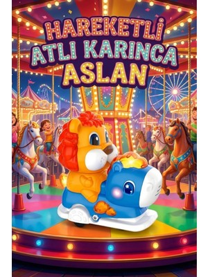 Craftivio Işıklı Müzikli Hareketli Atlı Karınca Oyuncak - Sallanan Aslan Figürlü Eğlenceli Çocuk Oyuncağı