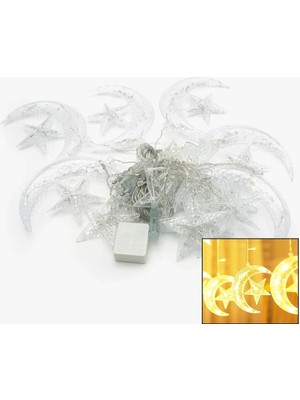 İlk El Grup Ieg™ Ay-Yıldız 3mt - Fişli Eklemeli - Fonksiyonlu Lux Sarkıt Perde LED - Dekor Lamba ()