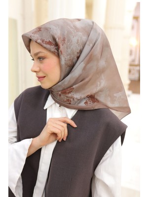 Silk Home Kadın Bakır Rengi Bulut Desen Parlak Shiny Eşarp 75002-55