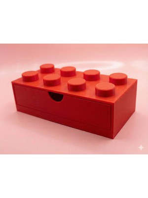 LEGO Tasarımlı Mini Çekmece - Küçük Boy 4x2 Masaüstü Düzenleyici Dekoratif Saklama Kutusu