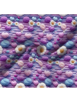 Podyum Baskı Örgü Efektli Papatyalı Dijital Baskılı Döşemelik Koltuk Kumaşı, Kırlent, Minder Kaplama Kumaşı 100X140CM