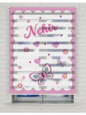 BRIGHTCOVER Pembe Kelebekler Baskılı Zebra Perde - Gece Gündüz - Bebek Odası Perdesi - Kız Çocuk Odası Perdesi | Kokusuz Mürekkeple Basılmış  Zebra Perdeler ile Sende Tarzını Yansıt! | 1 Dakikada Pratik Montaj