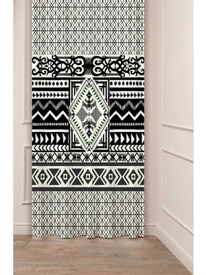 Greendecor Otantik, Anadolu, Etnik Desenli Özel Tasarım Dijital Baskılı (Tek Kanat) Modern Şık Fon Perde