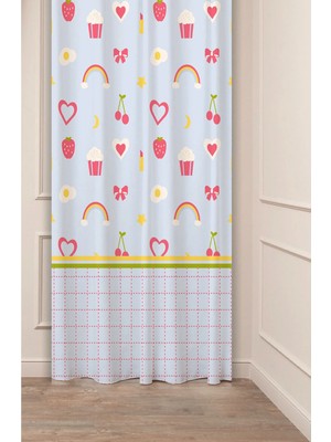 Greendecor Bohem Geometrik Çizgi Şekiller Özel Tasarım Desenli Dijital Baskılı (Tek Kanat) Modern Şık Fon Perde