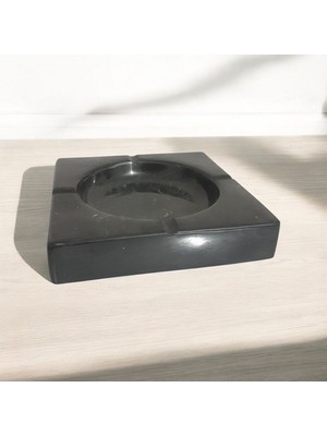 Ecay Mermer Ürünleri Black Mermer Küllük Kare Siyah