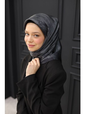 Silk Home Kadın Antrasit Bulut Desen Parlak Shiny Eşarp 75002-40
