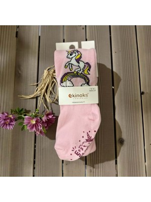 Ekinoks Unıcorn Koton Dikişsiz Kaymaz Tabanlı Kız Çocuk Külotlu Çorap - RYZEÇ004 - Pembe - 1 - 2  Yaş Pembe