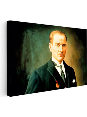 Tablofest Yatay Kanvas Tablo Atatürk Madalyalı Resim Sanatı Atatürk Tablosu Ev Ofis Duvar Dekoru