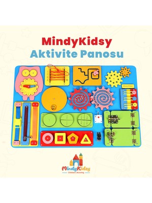 Mindy Kidsy Montessori Aktivite ve Öğrenme Panosu Eğitici 60X40 Geliştirici Ahşap Oyuncak Tahtası