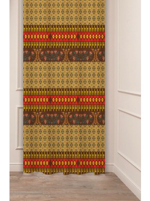 Greendecor Otantik, Anadolu, Etnik Desenli Özel Tasarım Dijital Baskılı (Tek Kanat) Modern Şık Fon Perde