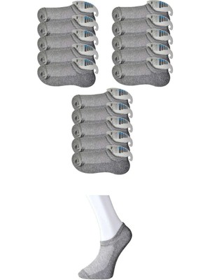 ModaSize Gri Erkek Görünmez Çorap 15 Çift
