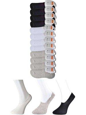 ModaSize Siyah Gri ve Beyaz Erkek Babet Çorap 12 Çift