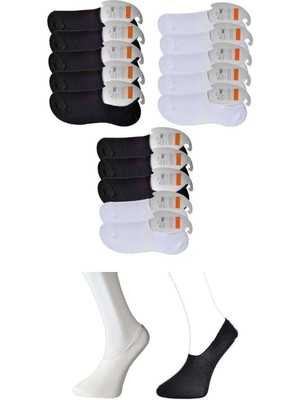 ModaSize Siyah ve Beyaz Erkek Babet Çorap 15 Çift