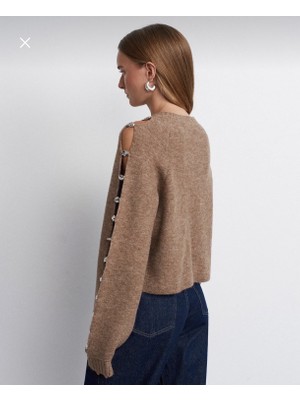 Dilvin Yün Karışımlı Aksesuar Detaylı Triko Kazak