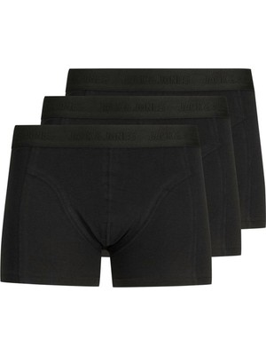 Jack & Jones Erkek Logo Detaylı 3'lü Boxer Paketi Siyah Pamuk - Elastan XL Beden