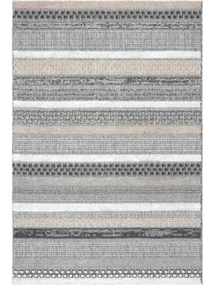 Cool Halı Adora Gri Pamuk Halı Kilim Çizgili Rustik Dokuma Kabartmalı Yumuşak Ince Oturma Odası Salon Halısı